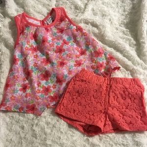 Satin Flowers Tank Top and Short Outfit